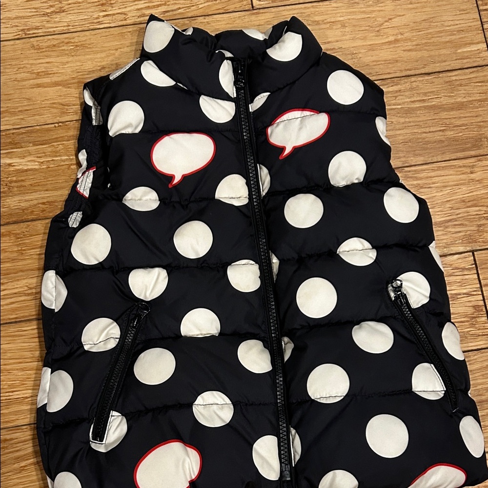 GAP Y2K Cabincore Collab w/ED Black Vest White Polka Dots Youth S 6-7